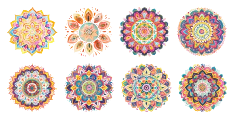 Plexiglas schilderij Mandala PNG Colorful intricate mandala designs, element set on transparent background  © Rawpixel.com