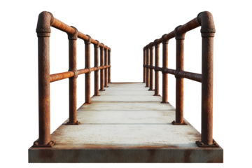 Old Metal Railing Front Facing Isolated on Transparent Background