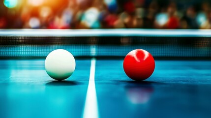 Intense Table Tennis Match Sports Arena Action Shot Competitive Environment Close-Up View Skill and Precision