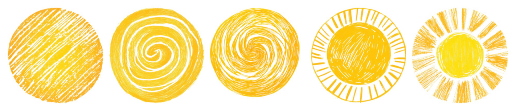 PNG Artistic yellow circle designs, element set on transparent background
