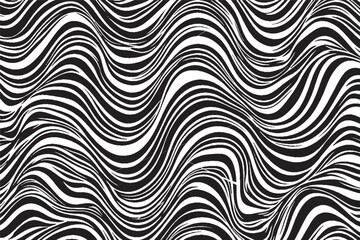 Obraz premium Hand-Drawn Wavy Brush Stroke Black and White Pattern