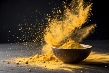 Turmeric Powder Explosion, Vibrant Turmeric Spice Photography, Golden Turmeric Powder Burst, Organic Curcumin Powder Art, Premium Turmeric Health Spice