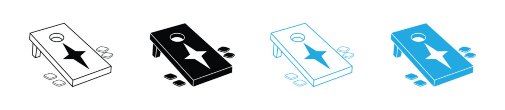 Cornhole Boards Clip Art Illustration Most Biggest Bundle Set, Unique Sport Cornhole colorful Isolated outline, Cornhole Black Color And White Background.