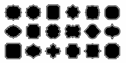 Set of decorative black and white frames and labels for design elements