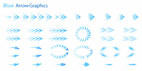 Collection of blue arrow graphics and design elements for various creative projects