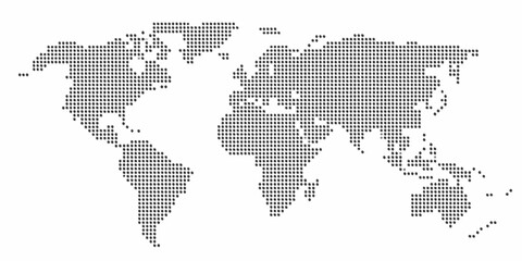 World map dotted outline illustration on white background global concept