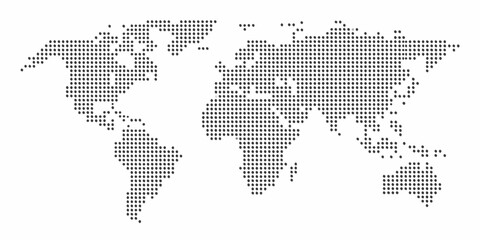 World map illustration in dot pattern on white background global concept