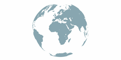 Simplified earth globe illustration in teal on white background for global concepts