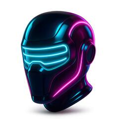A sleek, high-tech helmet with neon lighting, ideal for sci-fi or gaming-themed designs and digital branding.
