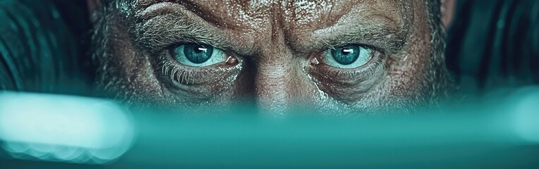 A striking close-up of intense eyes full of determination and emotion, showcasing the power of the human spirit in the face of challenges.