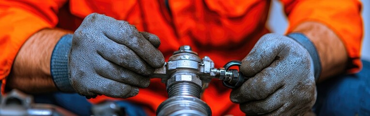 A skilled technician performing maintenance on industrial equipment with precision and care.