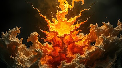 A gravity-defying golden fractal structure engulfed in chaotic energy waves, radiating molten brilliance.