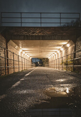 Dark and Atmospheric Pedestrian Bridges and Tunnels on the Burton Washlands Walkway, UK