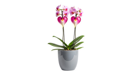 Fototapeta premium Pink orchid flowers in a pot isolated on transparent background