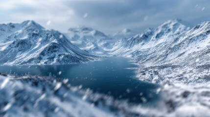 Obraz premium Snowy mountain lake landscape
