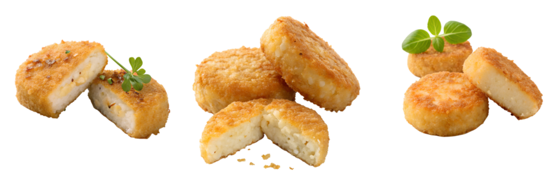 Set of A deep fried rice cake isolated on a transparent background