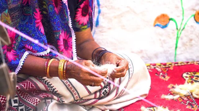Slow motion shot of traditional Pakistani wool ar