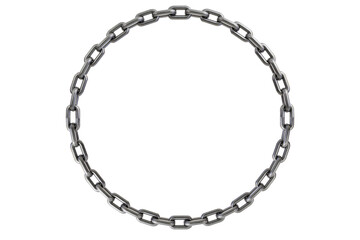 Metal chain link – circular loop steel chain isolated on transparent background