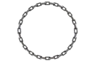 Metal chain link – circular loop steel chain isolated on transparent background