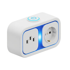 White plug with a blue light on it. isolated illustration on  transparent background PNG