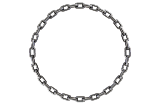Metal chain link – circular loop steel chain isolated on transparent background - Powered by Adobe