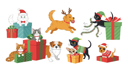 Festive Pets Ready for Christmas A Cartoon Collection