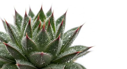 Fototapeta premium Close up of a vibrant succulent plant with water droplets against a clean.
