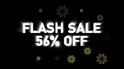 Flash Sale 56 Percent Off White Text With Yellow Firework Graphics On Black Background discount offer