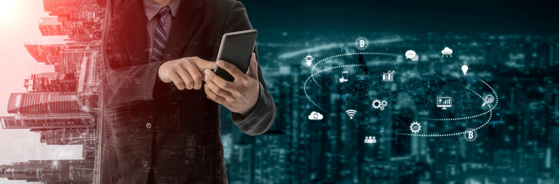 Digital business ecosystem integrating multiple business, ecosystem, and technology elements in a seamless digital network Vouch - Powered by Adobe