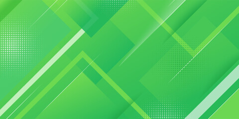 Modern green geometric abstract background with diagonal shapes, gradient layers, and dotted patterns, perfect for presentations, business templates, technology themes, flyers, posters, and digital.