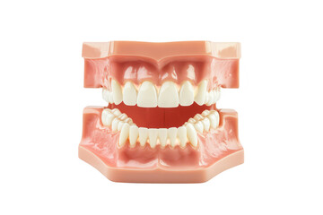 Obraz premium A detailed view of an anatomical dental model upper and lower teeth with realistic features. set against a plain background. ideal for educational purposes in dentistry