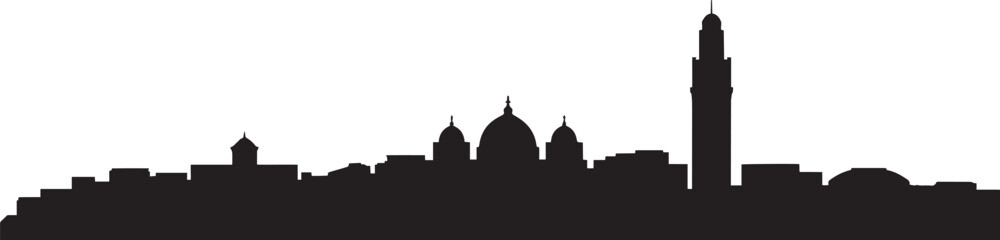 Casablanca morocco city silhouette skyline with historic domes and hassan ii mosque tower african architecture vector illustration