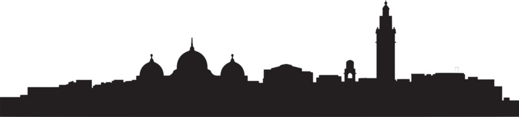 Seville spain city silhouette skyline with historic domes tower and minaret spanish architecture vector illustration