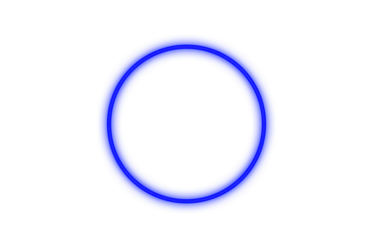 A glowing blue circle isolated on transparent background, a simple and modern design element for various creative projects