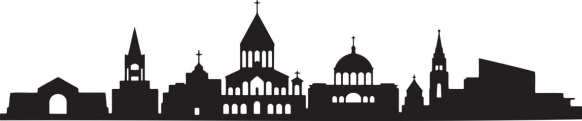 Yerevan armenia skyline silhouette illustration vector modern cityscape panorama with landmark buildings and famous architecture