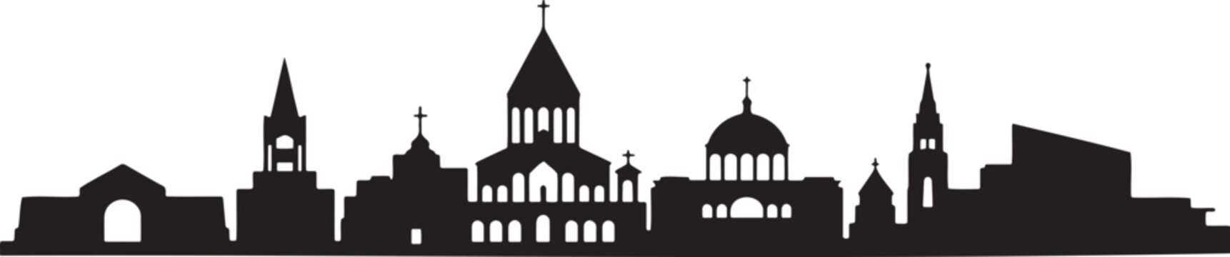 Yerevan armenia skyline silhouette illustration vector modern cityscape panorama with landmark buildings and famous architecture