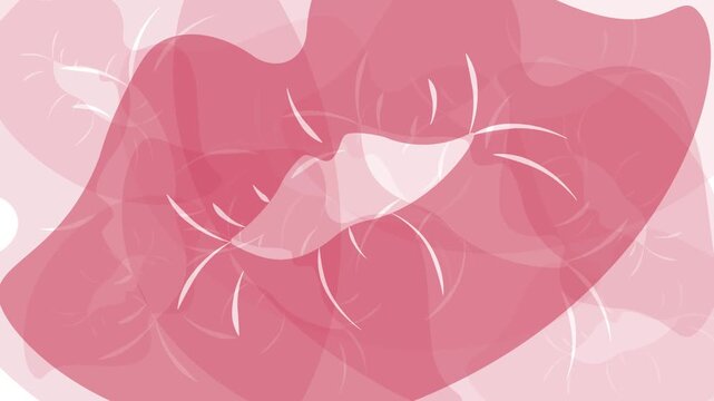 Animated red lipstick kiss marks appear and multiply, then fade on a white background. Romantic 2D animation perfect for Valentine's Day, love, beauty, or fashion themes.