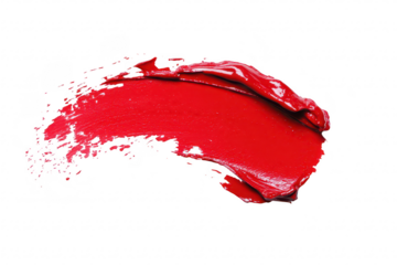 A red paint stroke elegantly smeared across a clean white canvas. the texture and richness of the color. ideal for art projects. design backgrounds. or creative presentations