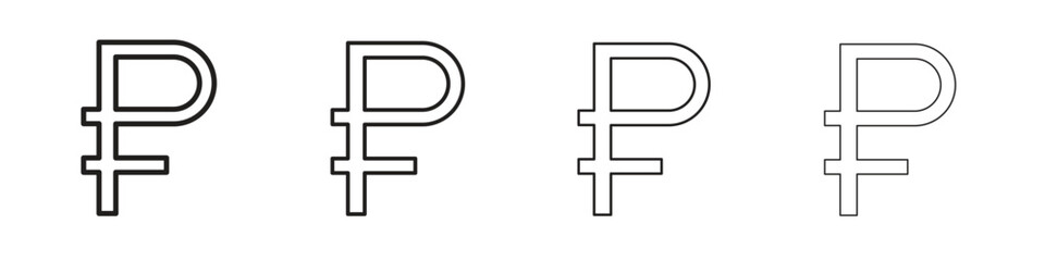 Obraz premium Ruble icons. Simple solid style. thin stroke line icons