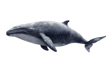 Naklejka premium A majestic blue whale gracefully swimming through a serene ocean environment. its massive size and intricate details. while sunlight filters through the waters surface. creating a tranquil atmosphere