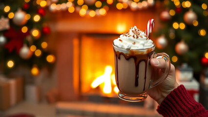 Christmas Season Holiday Photo with Festive Winter Decorations