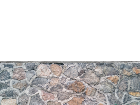 Fieldstone fence section with visible mortar joints is isolated.