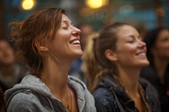 Endorphin Laughter Yoga Session: Endorphins lead a laughter yoga session, inducing laughter and joy in the muscles for overall well-being.