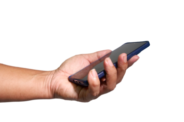 Hand and Phone Connection: A hand delicately cradles a sleek smartphone, ready for use, encapsulating the seamless integration of technology in everyday life.