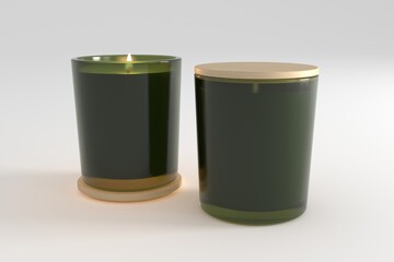 Elegant dark green scented candle with wooden lid for cozy home decor and calming aromatherapy sessions