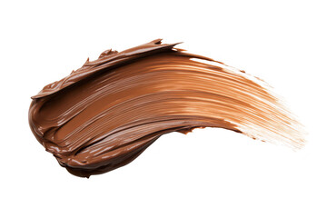 A smooth. rich chocolate brown paint stroke on a clean white background. the texture and flow of the paint. ideal for artistic and design applications