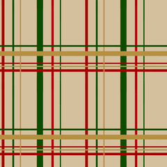 Colorful New Year Plaid Pattern in Green, Red, and Beige Perfect for Textiles and Decorative Wrapping Paper