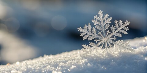 Delicate snowflake sparkles in the winter sun, a beautiful reminder of the magic of the season