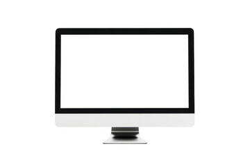 A modern. sleek desktop computer monitor with a blank screen. positioned on a minimalistic workspace. a clean aesthetic ideal for technology-related presentations or advertisements