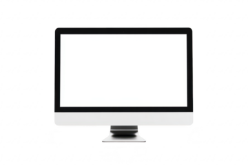 A modern. sleek desktop computer monitor with a blank screen. positioned on a minimalistic workspace. a clean aesthetic ideal for technology-related presentations or advertisements